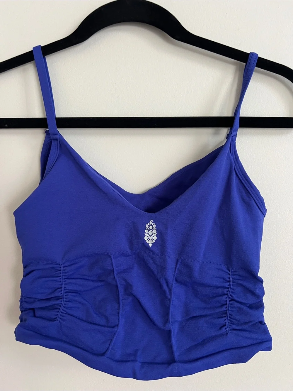 FP Movement Vibrant Royal Blue Ruched Cropped Tank with Embellishment, Size S - Picture 2 of 4